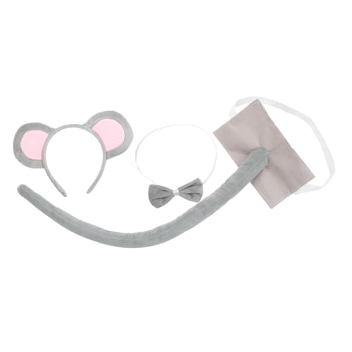 Gatuida Mäuse Kostüm Set mit Ohren Haarreifen Filzschwanz und Fliege Weiche Graue Tier Accessoires für Karneval Halloween Geburtstagsparty und Cosplay von Gatuida
