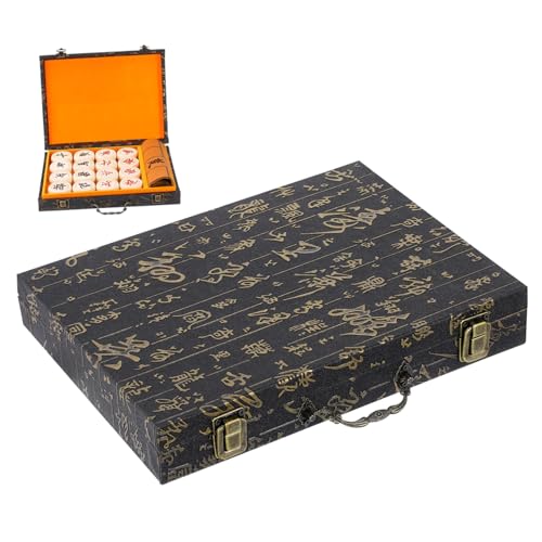Gatuida Mahjong Aufbewahrungsbox Holz mit Vintage Prägung Großer Organizer für Chinesische Spielsteine Eleganter Reise und Aufbewahrungsbehälter mit Großzügigem Stauraum Stilvoll und von Gatuida