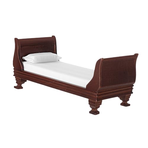 Gatuida Maßstab Holz Einzelbett Miniatur Schlafzimmermöbel Robust Handgefertigt Realistisches Zubehör Für Kreatives Rollenspiel von Gatuida
