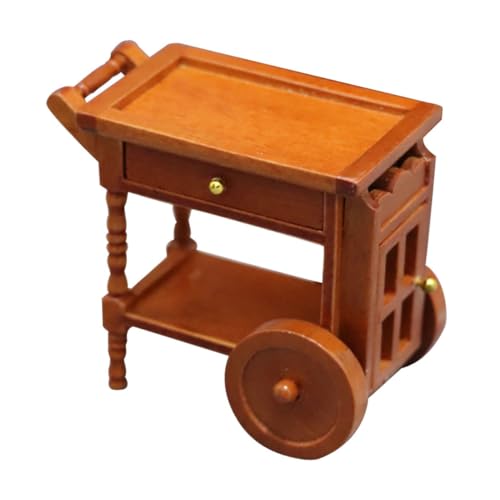 Gatuida Maßstab Multifunktionaler Handwagen für Puppenhaus Dekoration und Mini Haus Zubehör Robustes Holzspielzeug für Detailreiche Miniatur Szenen von Gatuida
