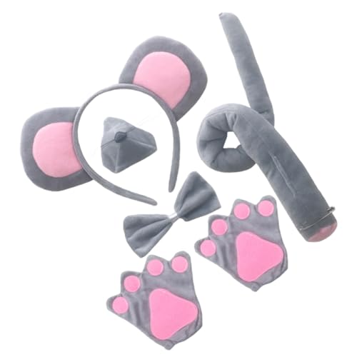 Gatuida Maus Kostüm Set Maus Ohren Stirnband Flexibel Leichtes Tierkostüm Zubehör Mit Stoffschwanz Und Schleife Für Party Cosplay Geburtstagsfeier von Gatuida