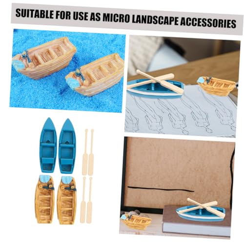 Gatuida Mikrolandschaft Miniatur Boot Resin Modell mit Paddeln Strand Deko Puppenhaus DIY Zubehör für Mikro Landschaft und Stranddeko von Gatuida