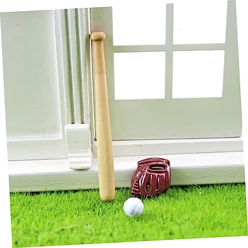 Gatuida Mini Baseball Miniatur Baseballschläger und Ball Harz Detailreiches DIY Puppenhaus Zubehör Kleine Sportdekoration für Kindergeburtstag und Miniaturhaus von Gatuida