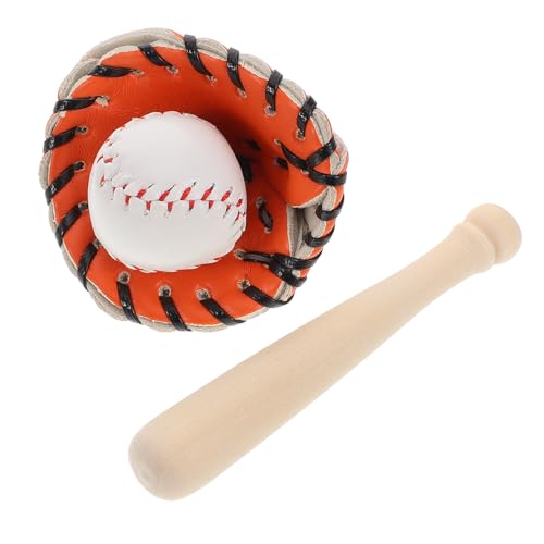 Gatuida Mini Baseball Spielset aus Pu Leder und Holz Robustes Sport Bastelzubehör Kompakt und Tragbar für Puppenhaus Dekoration und Outdoor Freizeitspaß von Gatuida