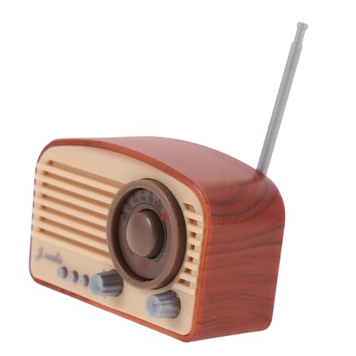 Gatuida Mini Retro Radio Modell aus Robustem Kunststoff Kleine Dekorative Radiofigur für Puppenhaus Realistische Vintage Miniatur Passend als Detailreiche Spielhaus Deko Braun von Gatuida