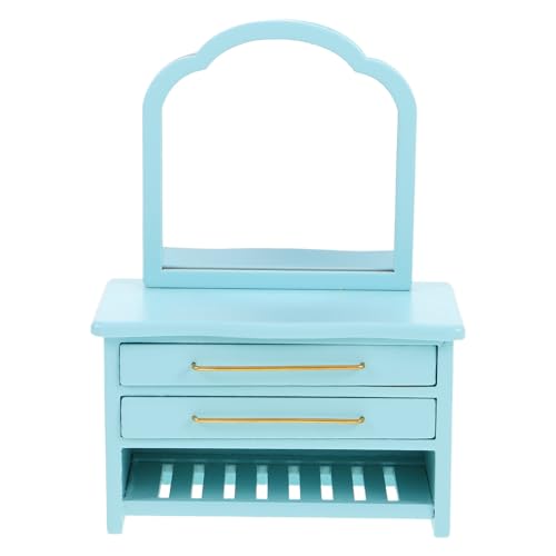 Gatuida Mini-Schminktisch für Puppenhaus: Spiegelschrank im Maßstab 1:12 – Mini-Schminktisch aus Holz für Schlafzimmer und Badezimmer im Puppenhaus – Dekoratives Möbelspielzeug von Gatuida