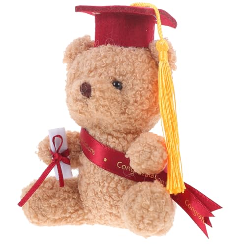 Gatuida Mini mit Doktorhut Plüschspielzeug als Abschlussgeschenk Weiches DIY Stoffbär Zubehör Dekoratives Abschlussfeier für Studium und Schulabschluss Weinrot von Gatuida