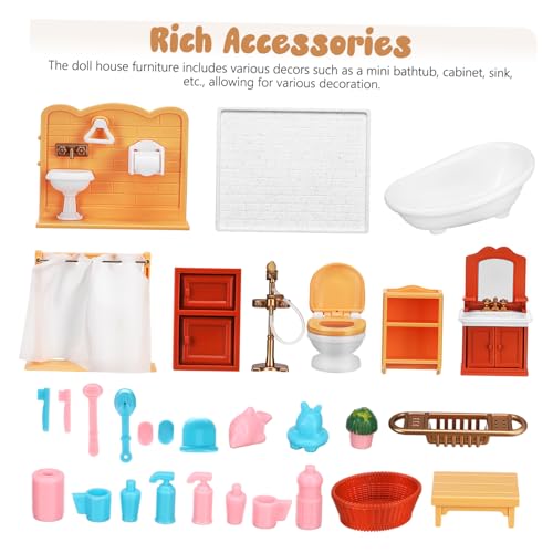 Gatuida Miniatur Badezimmer Möbel Detailgetreu Sicherer Kunststoff Kompakt Vielseitig für Puppenhaus Deko Foto Requisiten für DIY Dollhouse Zubehör von Gatuida