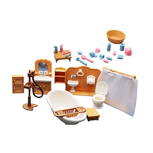 Gatuida Miniatur Badezimmer Möbel Teilig Realistische Miniatur Badewanne Toilette Waschbecken Detailreiches Puppenhaus Zubehör Geeignet für Mini Häuser Kreative Dekoration von Gatuida