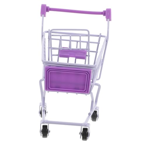 Gatuida Miniatur Einkaufstrolley Einkaufswagen Mini Einkaufswagen Dekoration Violett Klein Realistisch für Puppenhaus und Kaufladen Zubehör von Gatuida