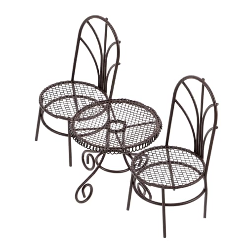 Gatuida Miniatur Gartentisch und Stühle Set Robuste Miniaturmöbel mit Feiner Detailarbeit Vielseitige Dekoration und Fotorequisite für Mikro Landschaften Langlebig und Gestaltet für von Gatuida