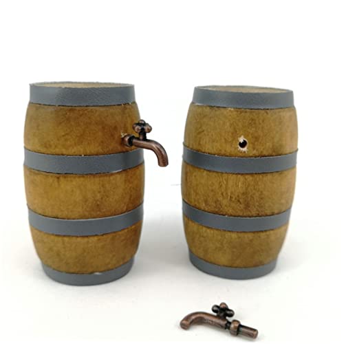 Gatuida Miniatur Holzfass mit Wasserhahn Stabiles Geruchsfreies Dekorationsmodell für Puppenhaus und Micro World Leichtes Langlebiges Bar Accessoire und Tischornament von Gatuida