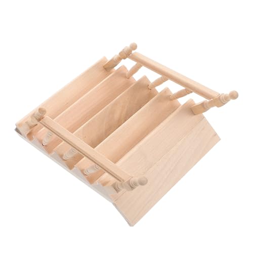 Gatuida Miniatur Holztreppe mit Handlauf für Puppenhaus Kreatives Bastelzubehör Kleines Treppenmodell für Garten und Szenendeko Vielseitige Miniatur Treppen für Fotos und Spiel von Gatuida