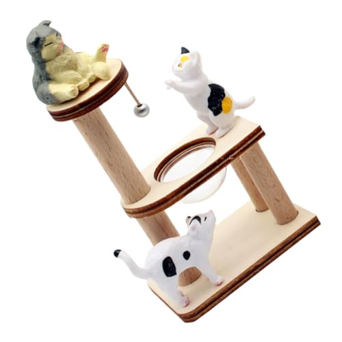 Gatuida Miniatur Katzenbaum Holz Puppenhaus Möbel mit Katzenmodell Teiliges für Kreative DIY Szenen für Puppenhaus Dekoration von Gatuida