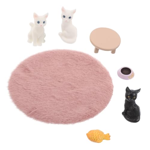 Gatuida Miniatur Katzenfiguren Set Teilig Plüsch Mikro Landschaft Deko DIY Süße Mini Katzen für Schreibtisch Regal Kleine Räume Niedliche Katzendekoration von Gatuida