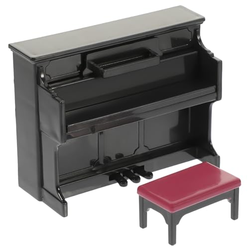 Gatuida Miniatur Klavier Modell Puppenhaus Deko mit Hocker und Notenständer Leichtes Puppenmöbel für Mikro Szenen als Foto Requisite und für Sammler von Gatuida