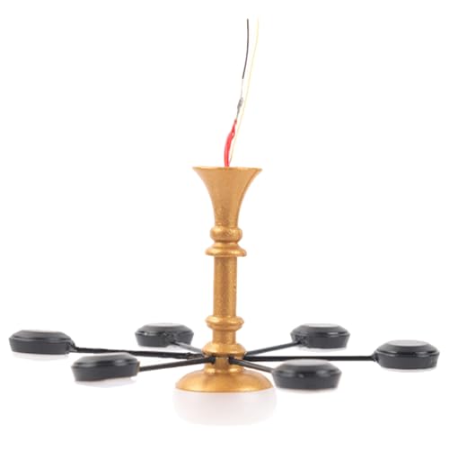 Gatuida Miniatur Kronleuchter Miniatur Deckenlampe für Puppenhaus Dekoration Ornament Mini Licht Warme Weiße LED von Gatuida