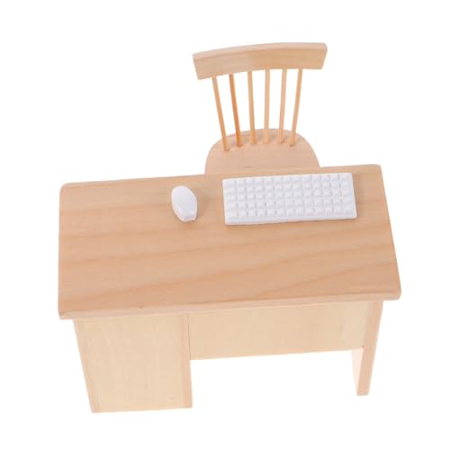 Gatuida Miniatur Puppenhaus Möbel Authentischer Mini Schreibtisch mit Stuhl Inklusive Realistischer Tastatur und Maus Vielseitig Kompatibel für Kreative Rollenspiele und Kleine Wohnszenen von Gatuida