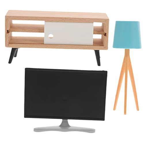 Gatuida Miniatur Puppenhaus Möbelset Tv Schrank Weiß Schwarz mit Blauem LED Licht Kinderzimmer Dekoration DIY Zubehör für Puppenhaus Wohnzimmer Schlafzimmer von Gatuida