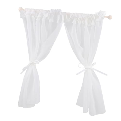 Gatuida Miniatur Puppenhaus Vorhang Dekorativer Spitzenstoff Fensterdeko Zubehör für Bjd Puppen Vielseitig Einsetzbar Langlebig Kreatives Spiel von Gatuida