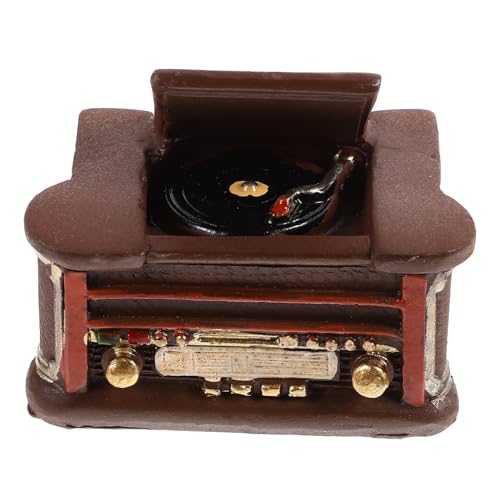 Gatuida Miniatur Retro Plattenspieler Dekoration Resin Modell für Puppenhaus Fotorequisite Lebensecht Poliert Glatte Oberfläche Attraktives Mini Haus Schmuck von Gatuida