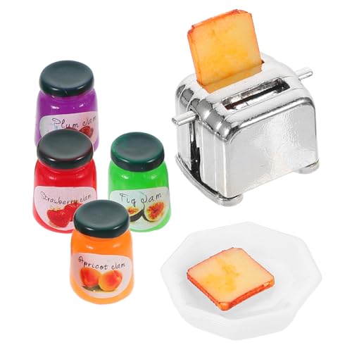 Gatuida Miniatur Toaster Modell mit Mini Marmeladenglas und Kunstbrot Realistische Puppenhaus Küchen Accessoires DIY Küchen Szenerie für Kreative Dekoration Gatuida Miniatur Toaster Modell mit Mini Marmeladenglas und Kunstbrot Realistische Puppenhaus Küchen Accessoires DIY Küchen Szenerie für Kreative Dekoration von Gatuida