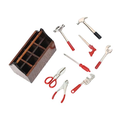 Gatuida Miniatur Werkzeugkasten Teilig mit Holzbox Miniatur Werkzeuge für Bastel und DIY Puppenhaus Zubehör Handliche Fördert Kreativität und Feinmotorik von Gatuida