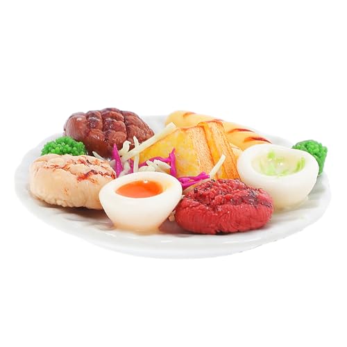 Gatuida Miniature Dollhouse Food mit Mini Sandwich Steak Ei Brokkoli und Teller Realistische Miniatur Küchenaccessoires für Puppenhaus Spielküche Kreative Dekoration und Fotografie von Gatuida