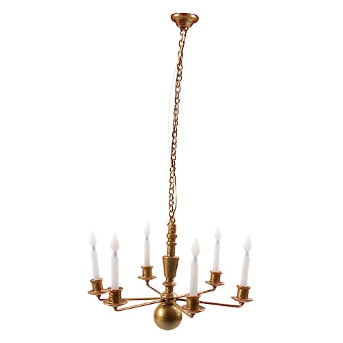 Gatuida Miniaturleuchter Modell Deckenlampe für Puppenhaus Goldene LED Miniaturlampe Mini Häuser und Sandtisch Dekoration Kompakt und Installieren von Gatuida