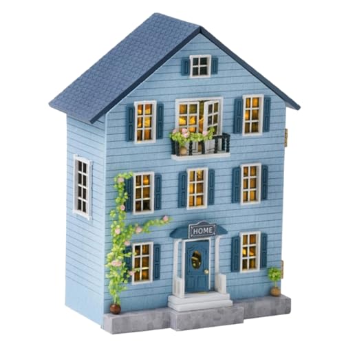 Gatuida Miniaturpuppenhaus -Kit Holzpuzzle selber Machen Puzzlehaus aus Holz Mini-Holzhäuser Mini Dollhouse Models Kit Weihnachtsdorfhäuser Holzhäuser für Handwerk hölzern Himmelblau Gatuida Miniaturpuppenhaus -Kit Holzpuzzle selber Machen Puzzlehaus aus Holz Mini-Holzhäuser Mini Dollhouse Models Kit Weihnachtsdorfhäuser Holzhäuser für Handwerk hölzern Himmelblau von Gatuida