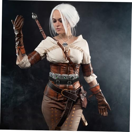 Gatuida Mittelalterlicher Ledergürtel Schwerthalter Verstellbar Für Erwachsene Und Cosplay Halloween Kostüm Zubehör Robuster Metallverschluss von Gatuida