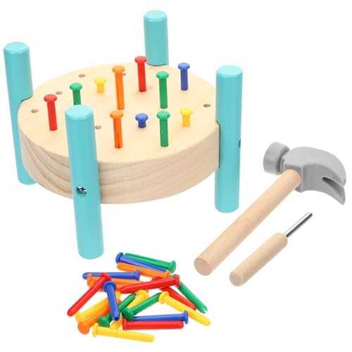 Gatuida Montessori Holzspielzeug Klopfbank in Bunten Farben Pädagogischer Nailing Pounding Table Hammer für Kleinkinder Hand Auge Koordination und Feinmotorik Sicheres Lernspielzeug Ab von Gatuida