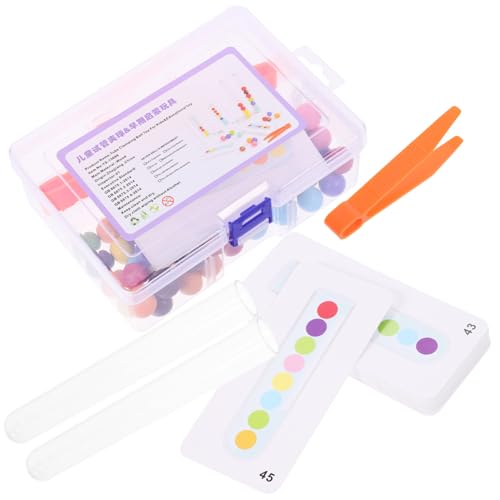 Gatuida Montessori Holzspielzeug für Jahre Feinmotorik Lernspiel Farbige Perlen Greifspielzeug Set mit Klemmen Röhren Perlen Aufgaben Karten und Aufbewahrungsbox von Gatuida