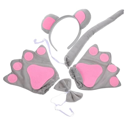 Gatuida Mouse Kostüm Set Maus Ohren Haarreif Handschuhe Bow Tie Party Accessoire für Geburtstag Karneval Fasching Cosplay und Festliche Anlässe von Gatuida