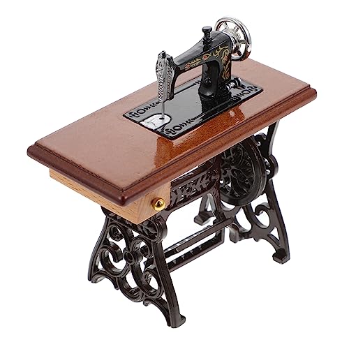 Gatuida Nähmaschinenmodell Nähmaschine Kleines Nähmaschinen Set Puppenhausmöbel So Tun Als Ob Miniatur Winziges Retro Zubehör Nahtstickerei Handnähmaschine Heimlegierung von Gatuida