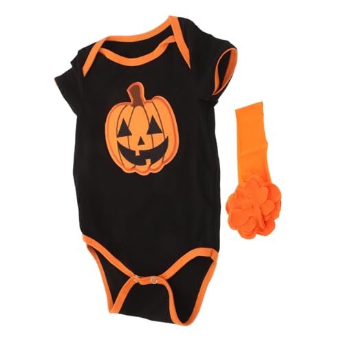 Gatuida Neugeborenes Outfit für Halloween Kurzarm Strampler mit Stirnband Orangefarbener Body für Erste Feierlichkeiten für Jungen Monate von Gatuida