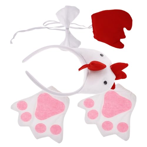 Gatuida Party Huhn Kostüm Set mit Stirnband Fliege und Handschuhen Weiches Cosplay Zubehör für Tiermotive Geeignet für Halloween Bühnenauftritte und Themenpartys von Gatuida