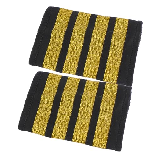 Gatuida Pilot Schulterklappen Epauletten Gold Streifen Captain Uniform Zubehör für Rollenspiele und Kostüme Sichere Passform Professioneller Look von Gatuida