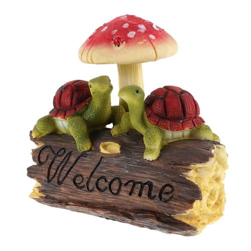 Gatuida Pilz-verzierung Hofdekoration Gartenstatue Schildkrötenfigur Schildkrötenstein Outdoor-statuen Für Den Garten Meeresschildkröten-Statue Meeresschildkrötenfigur Hofkunst Harz Green von Gatuida