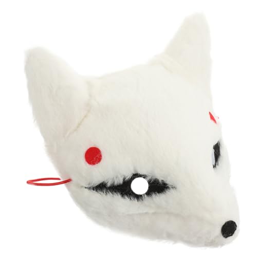 Gatuida Plüsch Fuchsmaske Weiß Elastisch Verstellbar Halloween Kostüm Zubehör Maskerade Party Cosplay für Erwachsene Unisex Komfortabel Langlebig von Gatuida