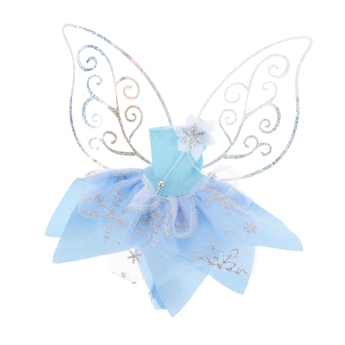 Gatuida Puppe Feenkleid mit Schmetterlingsflügeln Blau Einzigartiges Design Detailreiche Verarbeitung Puppenkostüm Zubehör für Geburtstags und Halloween Party Geeignet für Kleine Mädchen von Gatuida
