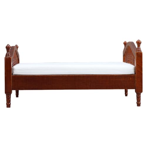 Gatuida Puppenhaus-Bettzubehör: Mini-Doppelbett mit Matratze, realistisches Schlafzimmer-Ornament, Vintage-Puppenhaus-Möbelzubehör und Rollenspiele von Gatuida