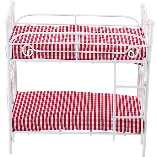 Gatuida Puppenhaus Etagen Bett Deko Mini-etagenbettmodell Etagenbett-Ornament Puppenhaus-etagenbett- Mini- -puppenbett Puppenhaus Mit Minibett Mini-verzierung Mini-Modell Stoff von Gatuida