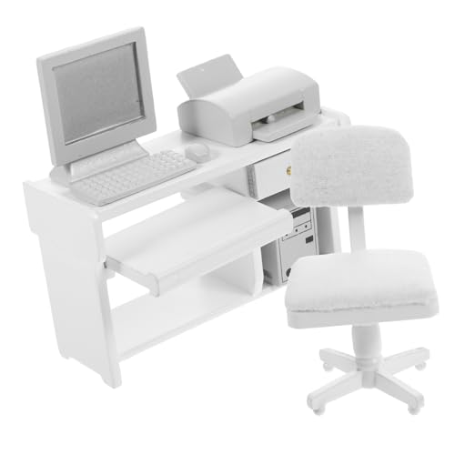 Gatuida Puppenhaus Zubehör Büro Schreibtisch Modell mit Computer Tastatur Drucker für Puppenhaus Büro Szene Dekoration Gatuida Puppenhaus Zubehör Büro Schreibtisch Modell mit Computer Tastatur Drucker für Puppenhaus Büro Szene Dekoration von Gatuida