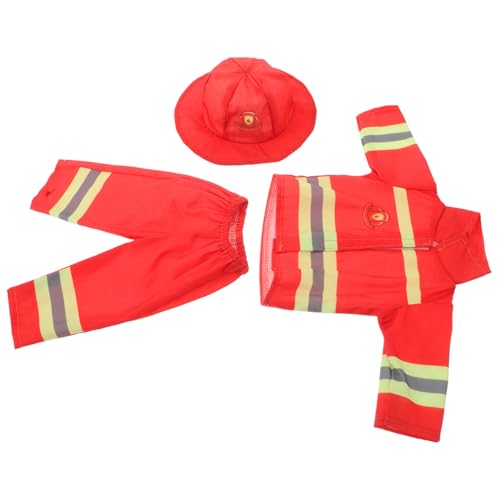 Gatuida Puppenkleidung Feuerwehrkostüm für Puppen Mädchen Feuerwehrmann Outfit mit Helm und Hose Rollenspiel Verkleidung für Robustes Design Vielseitig Kompatibel von Gatuida