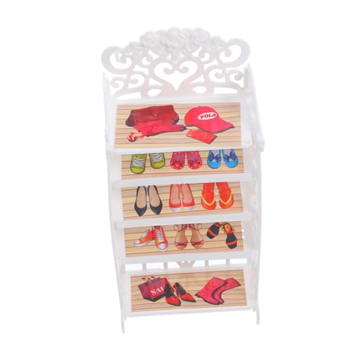 Gatuida Puppenschuh Organizer Regal Puppenhaus Mädchenmöbel Miniatur Dekoration Schuhregal Für Mini Puppe Mini Schuhregal Ornament Mini Aufbewahrungsschuhregal Aus Kunststoff von Gatuida