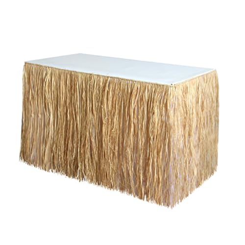 Gatuida Raffia Tischrock für Sommerparty Dekorativer Tischrock mit Simuliertem Stroh Leichtes Langlebiges Material für Strand Garten und Seaside Partys Natürliche Bastoptik Vielseitig von Gatuida