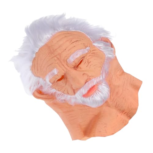Gatuida Realistische Old Grandpa mit Weißem Haar und Atmungsaktive Gesichtsmaske für Halloween Karneval und Kostümparty Vollständige Zubehör für Erwachsene von Gatuida