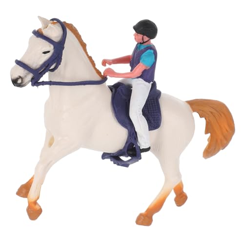 Gatuida Realistische Reiterfigur mit Weißem Kunststoffpferd Detailreiches Miniatur Bauernhof Spielset Vielseitige Dekofigur für Zuhause und Handgefertigt Kleines Modell von Gatuida