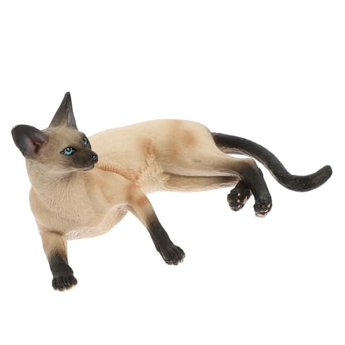 Gatuida Realistische Siamkatze Deko Figur aus Widerstandsfähigem Kunststoff Kleine Katzenfigur für Schreibtisch Lebensechte Dekoration Geschenkidee für Katzenliebhaber von Gatuida